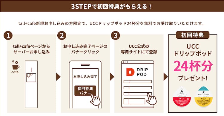 UCCドリップポッド24杯分がもらえる掲載表示